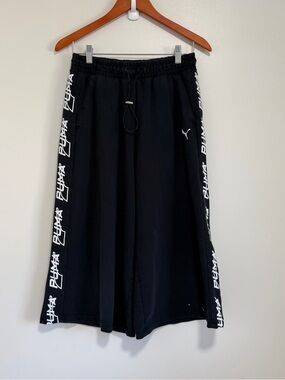 PUMA Evide Black 3/4 Culotte Pants Wide Leg Athletic Cropped Pants